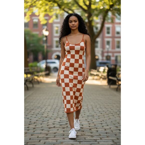 Cute Knit Checkered Dress Size Medium - Picture 6 of 6